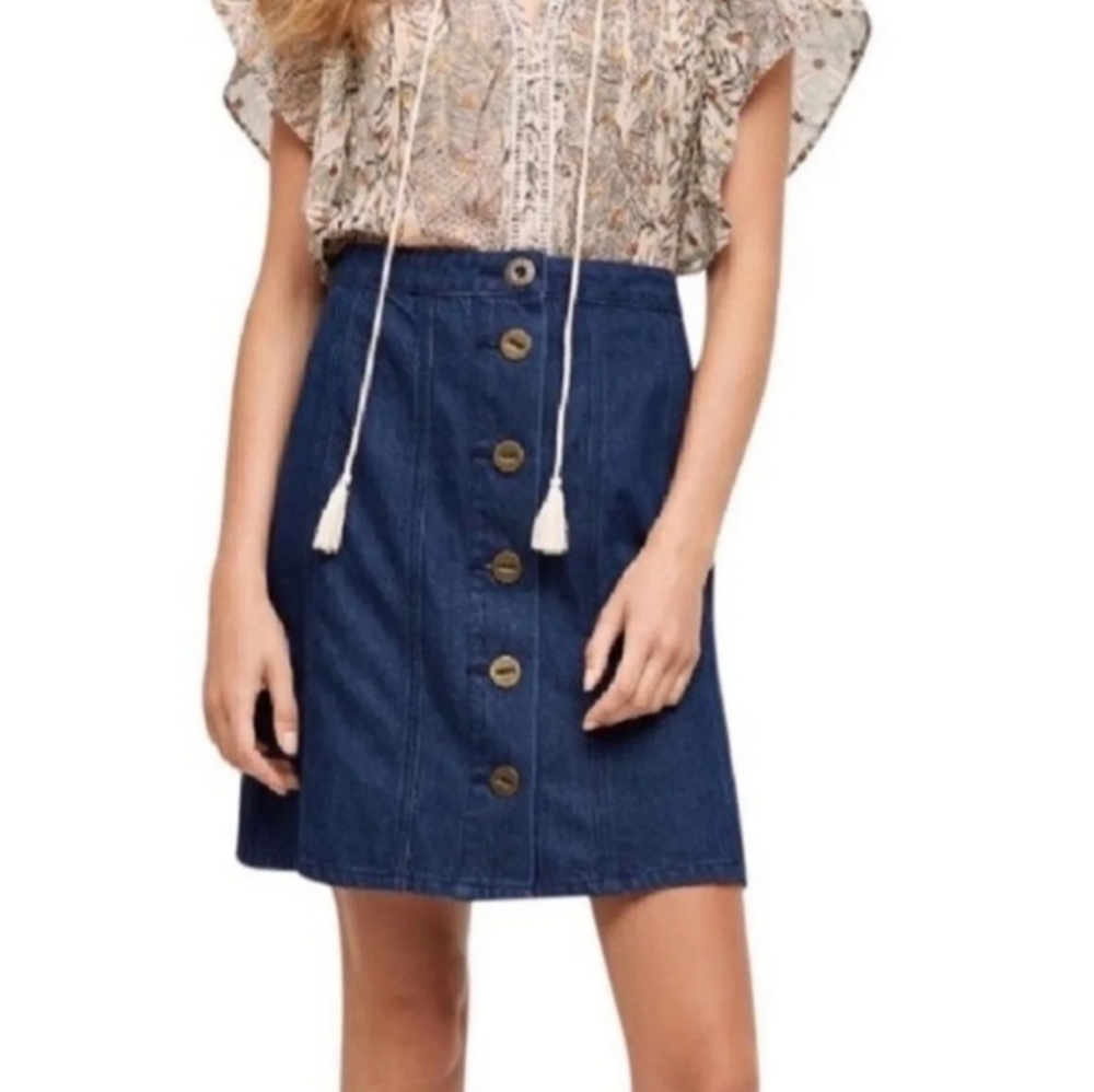 Anthropologie Pilcro Button Front Denim Skirt Size 4